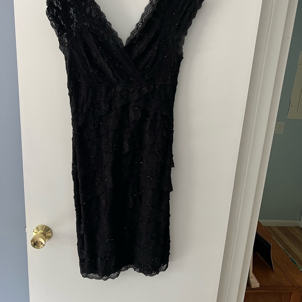 MARINA Black Lace Mini Dress